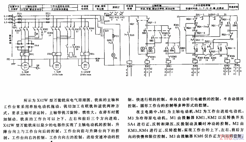 x6134万能铣床电气图上海第七机床厂生产的（x62w万能铣床电气控制原理）